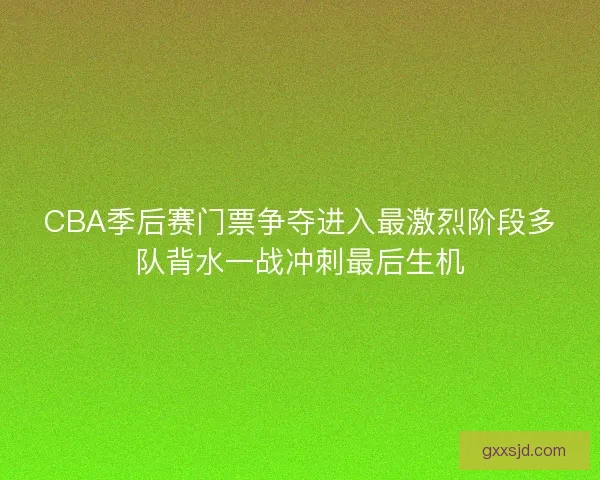 CBA季后赛门票争夺进入最激烈阶段多队背水一战冲刺最后生机